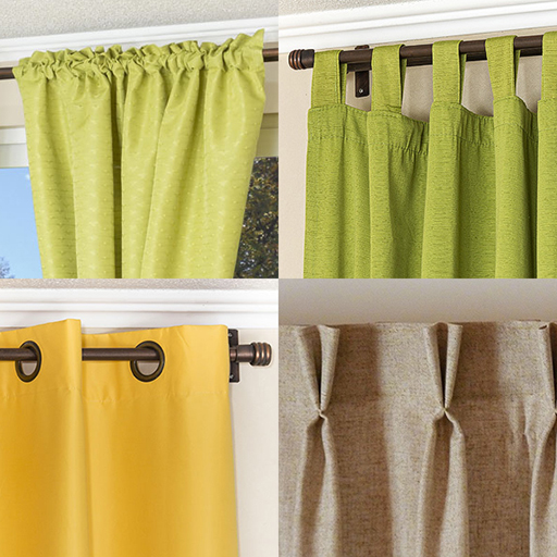 Diseños de cortinas Veratex en Santiago de Chile: cenefa, huincha ojetillos, ojetillos, pasatubo con pestaña, pinzas doble, pinzas triple, presilla simple, presilla tablón encontrado, romántica y store